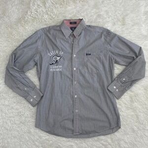 LRG Catch Up x Country Research white + black striped button up shirt